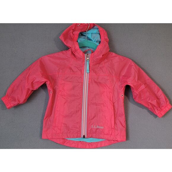 L.L. Bean Toddlers 2T Pink Rain Jacket Hooded EUC Lightweight Waterproof - Picture 1 of 9